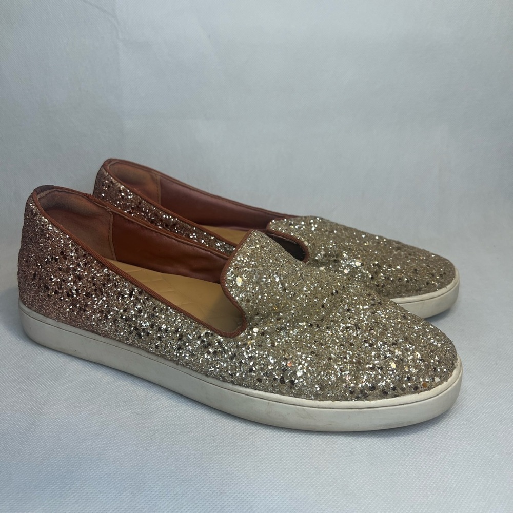 Birdies Starling Rose Slip On Glitter Sparkle Shoes Flats Ombre gold Pink